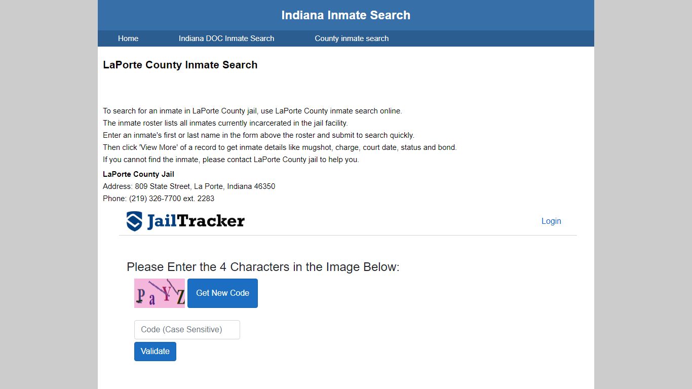 LaPorte County Inmate Search